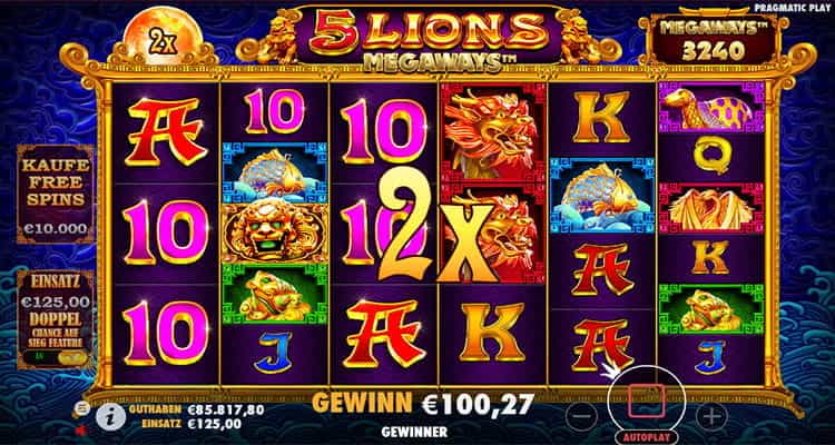 5 Lions Megaways Gewinntabelle