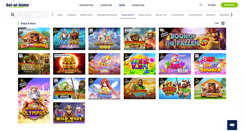 Die Drops and Wins Spiele bei bet-at-home.