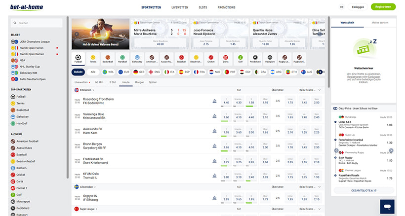 Sportwetten-Angebot bei bet-at-home.