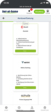 bet-at-home: Konto verifizieren.