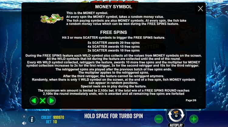 Big Bass Bonanza Gewinntabelle