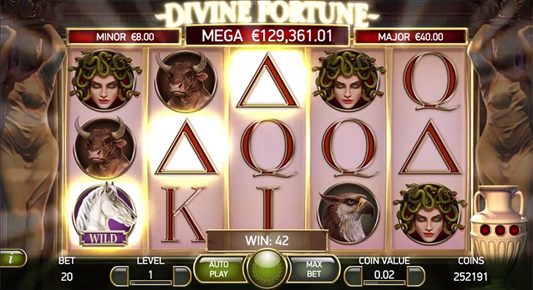 Divine Fortune kostenlos spielen mit der Demo.