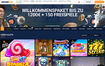 Sichere GrandWin Casino Webseite.
