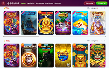 Die Infinity Spielauswahl.