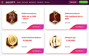 Die Infinity Bonus Angebote und Aktionen.