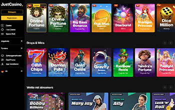 JustCasino Spielauswahl