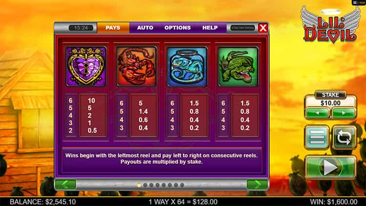 Lil Devil Gewinntabelle