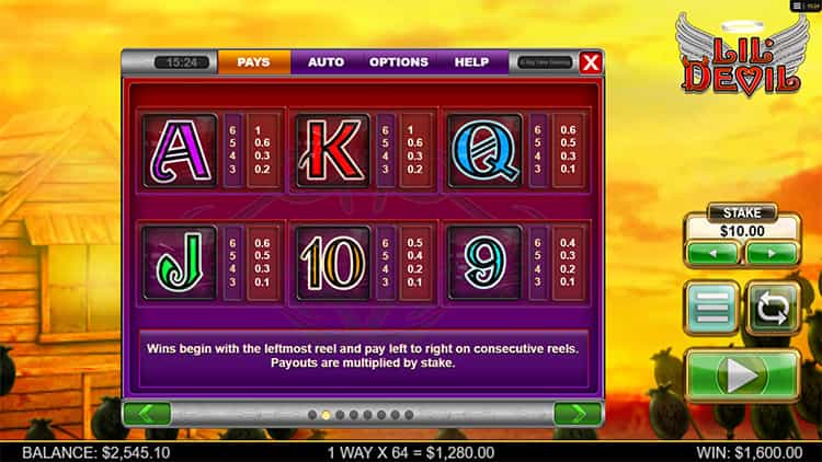 Lil Devil Gewinntabelle 2