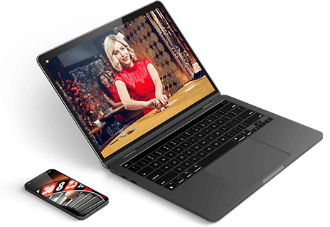 Live Dealer Spiele auf dem Smartphone und Laptop.