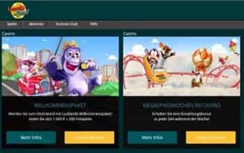 Luckland Willkommensbonus.