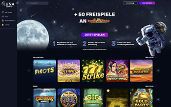 Homepage der Luna Slots Online Spielothek.