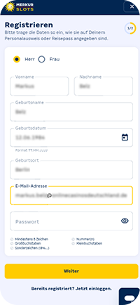 Schritt 2: Persönliche Daten eingeben