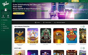Die Mr Green Webseite.