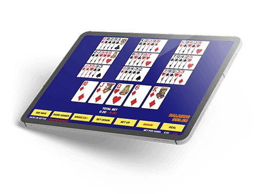 Online Video Poker Spiel auf einem Tablet.