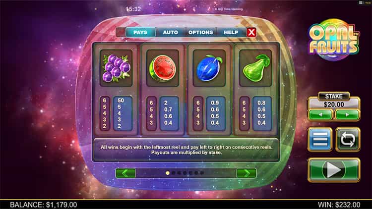 Opal Fruits Gewinntabelle 1