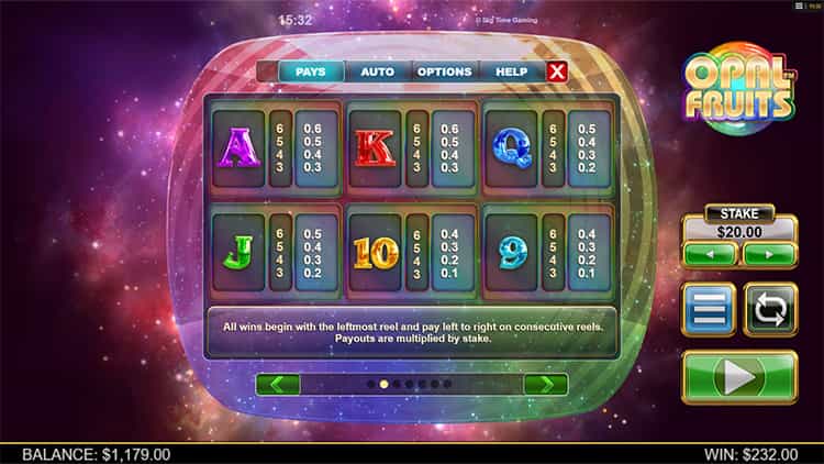 Opal Fruits Gewinntabelle 2