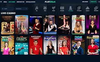 Live Dealer Spiele im PlayZilla Casino.