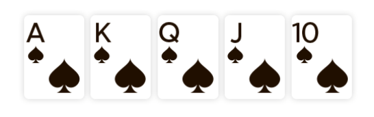Der Royal Flush als höchste Kartenkombination beim Poker.