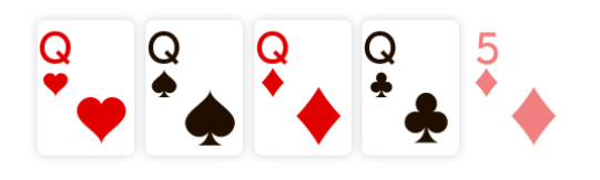 Der Vierling als hochwertige Kombination beim Pokerspiel.