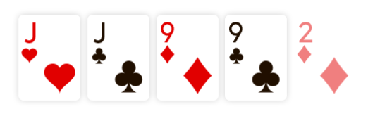 Zwei Paare beim Poker als Kartenkombination.