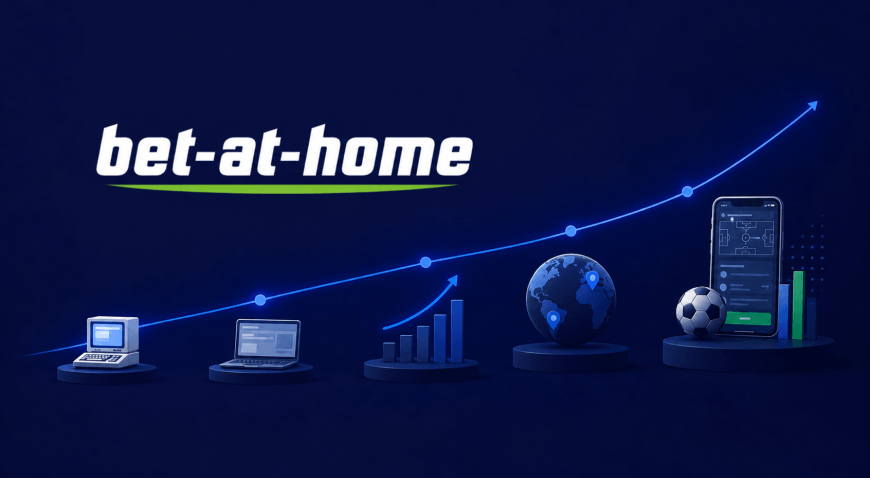Logo von bet-at-home über einer Darstellung von Unternehmenswachstum.