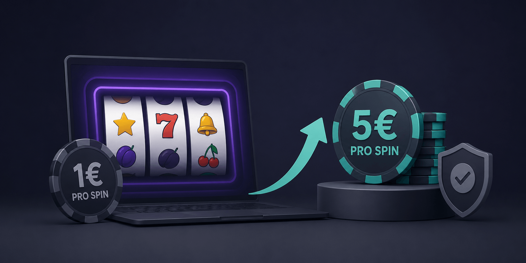 Spielautomat und Spielchips mit 1€ und 5€ Aufdruck - Erstellt mit KI