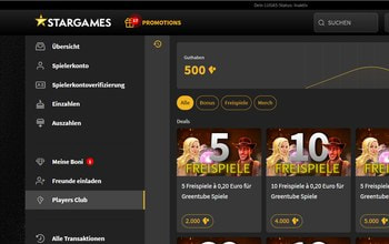 Der Players Club im StarGames Spielerkonto mit Freispiel-Deals.
