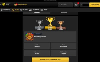 Ein laufendes Slot Race bei StarGames mit Preisen und Teilnahme-Button.