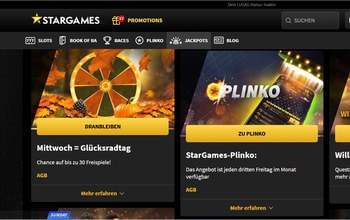 Bonusaktionen von StarGames mit Glücksradtag und Plinko-Angebot.