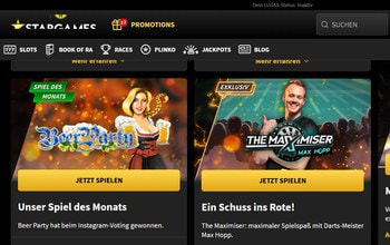 Weitere Bonusaktionen von StarGames mit Spiel des Monats und Cash-Drop-Tag.